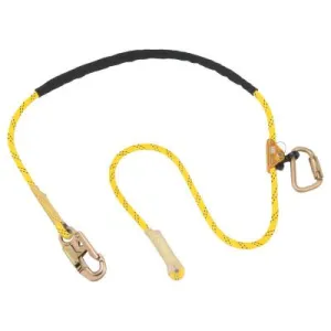 3M™ Pole Climber's Adj Rope Pos Lnyrd, 8 ft, Snap Hk; Carabiner, 310lb Cap, Ylw/Blue, 1234070