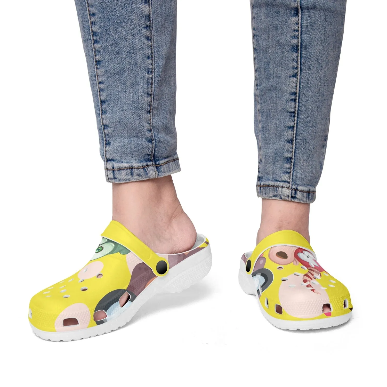 413. All Over Printed Yellow Clogs