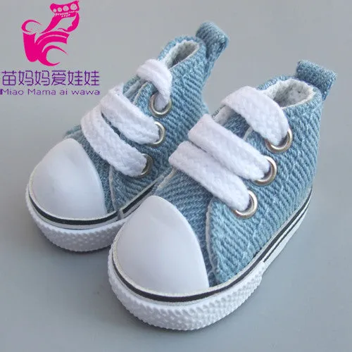 5cm Doll Shoes Denim Sneakers for BJD dolls,Fashion Denim Canvas Mini Toy Shoes 1/6 Bjd For Tilda Doll