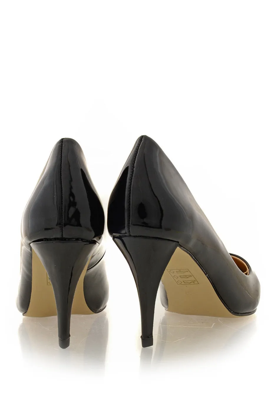 AGNES Black Patent Court Pumps