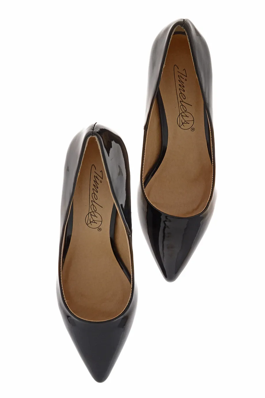 AGNES Black Patent Court Pumps