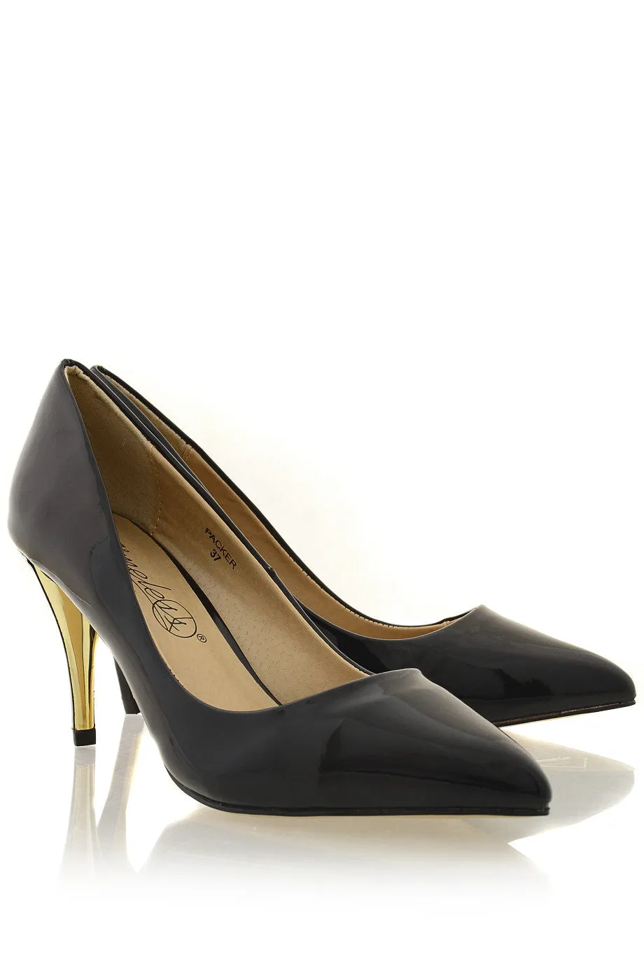 AGNES Black Patent Court Pumps