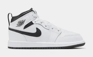 Air Jordan 1 Mid Preschool Basketball Shoes (White/Black)