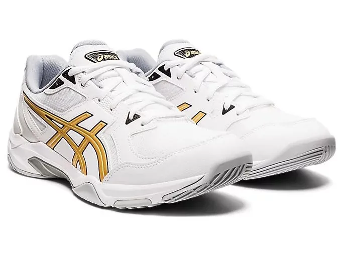 Asics Gel-Rocket 10 Men's Court Shoes, White / Pure Gold