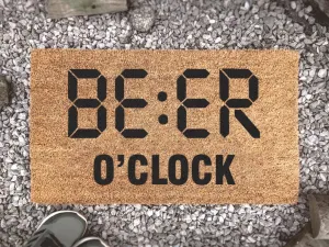 Beer O Clock Welcome Mat, Funny Custom Doormats, Fathers Day, Personalized Mat, Gift For Dad, Gifts For Guys