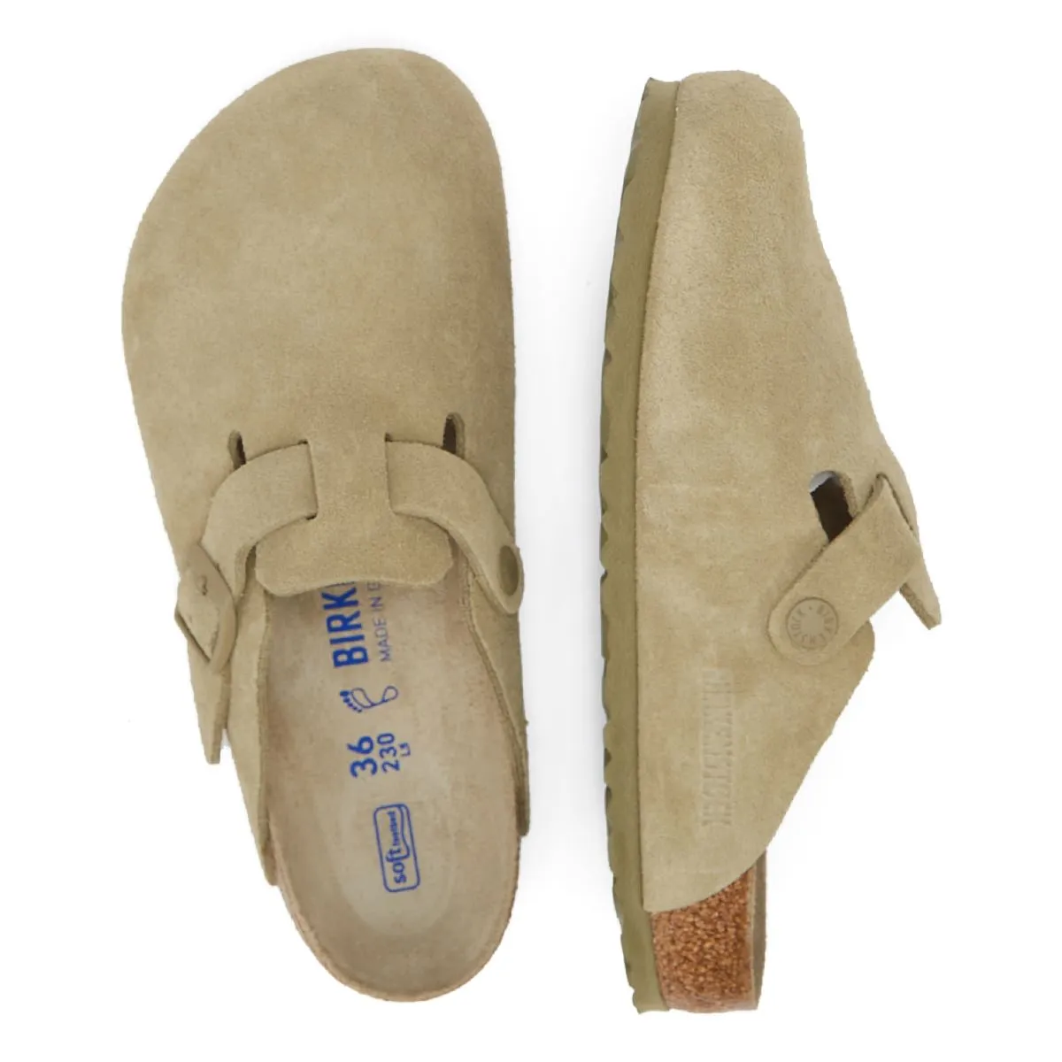 Birkenstock Boston Suede Faded Khaki Grey Clogs