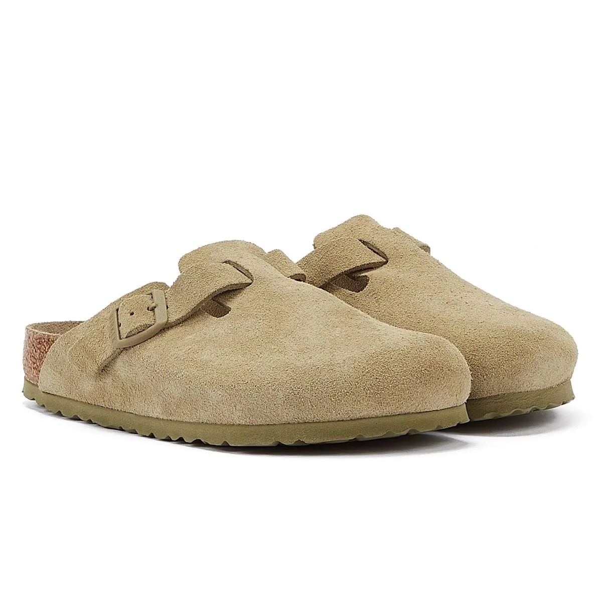 Birkenstock Boston Suede Faded Khaki Grey Clogs