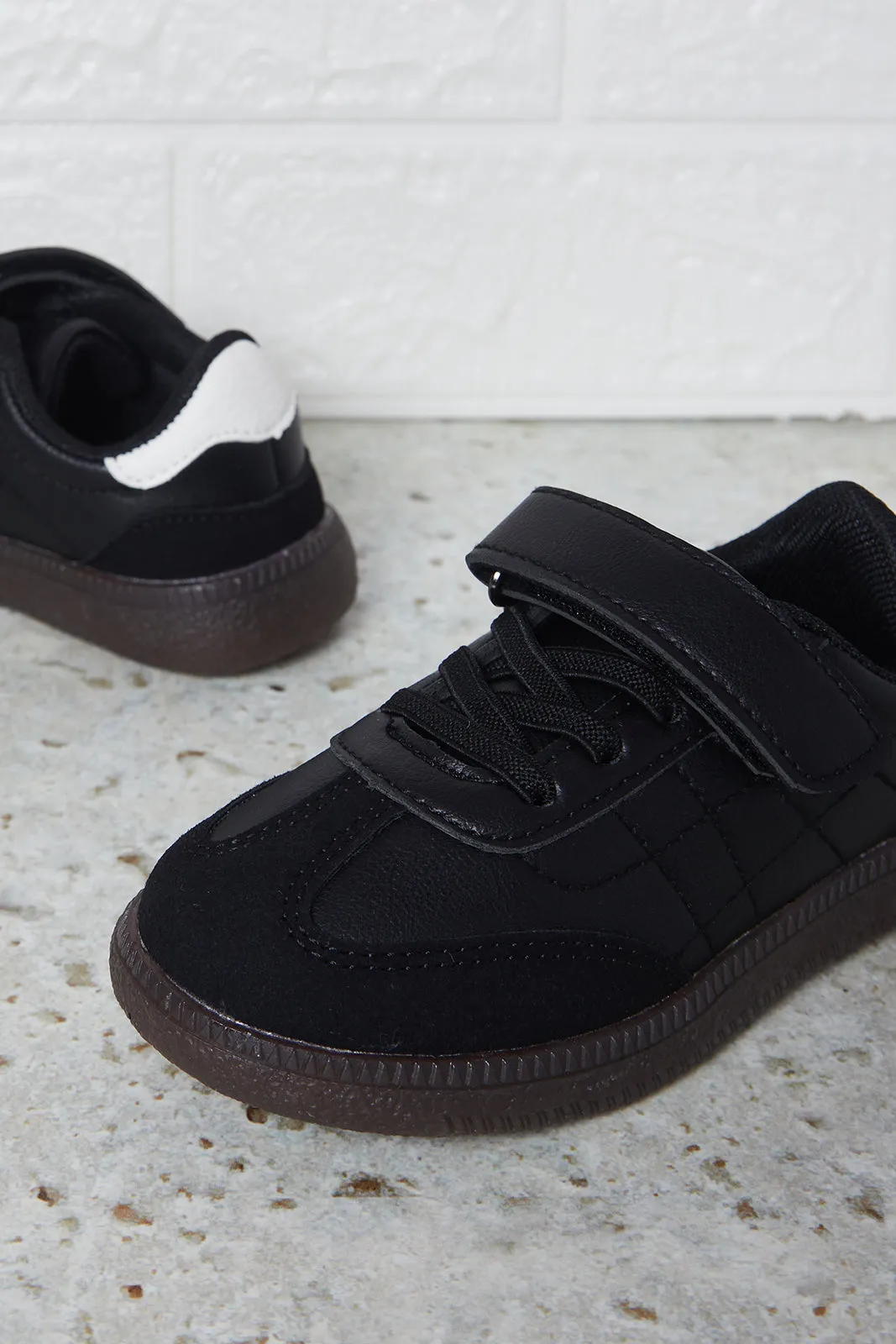 Boys Black Velcro Shoes