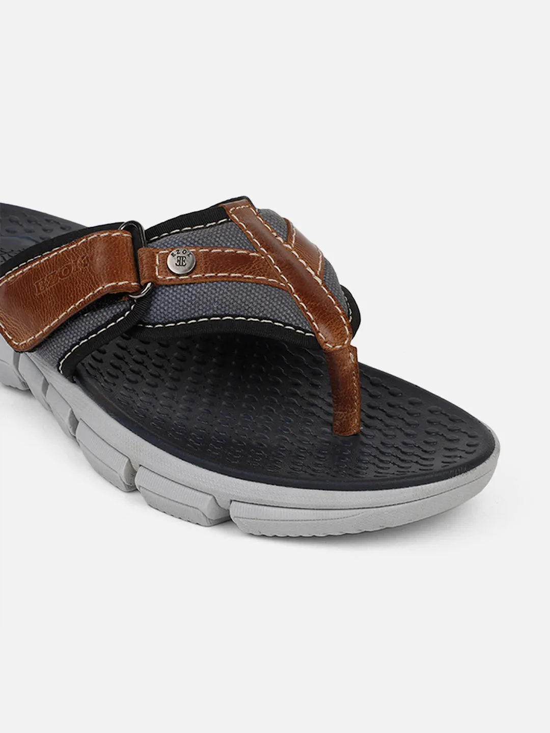 brown Leather flipflops for men