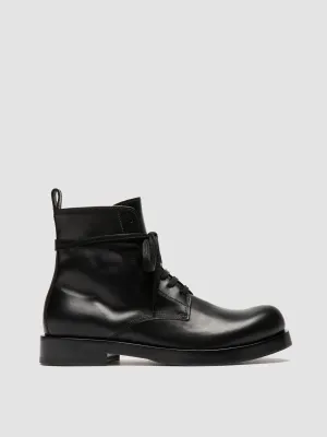 BULLA 002 - Black Leather Lace-up Boots