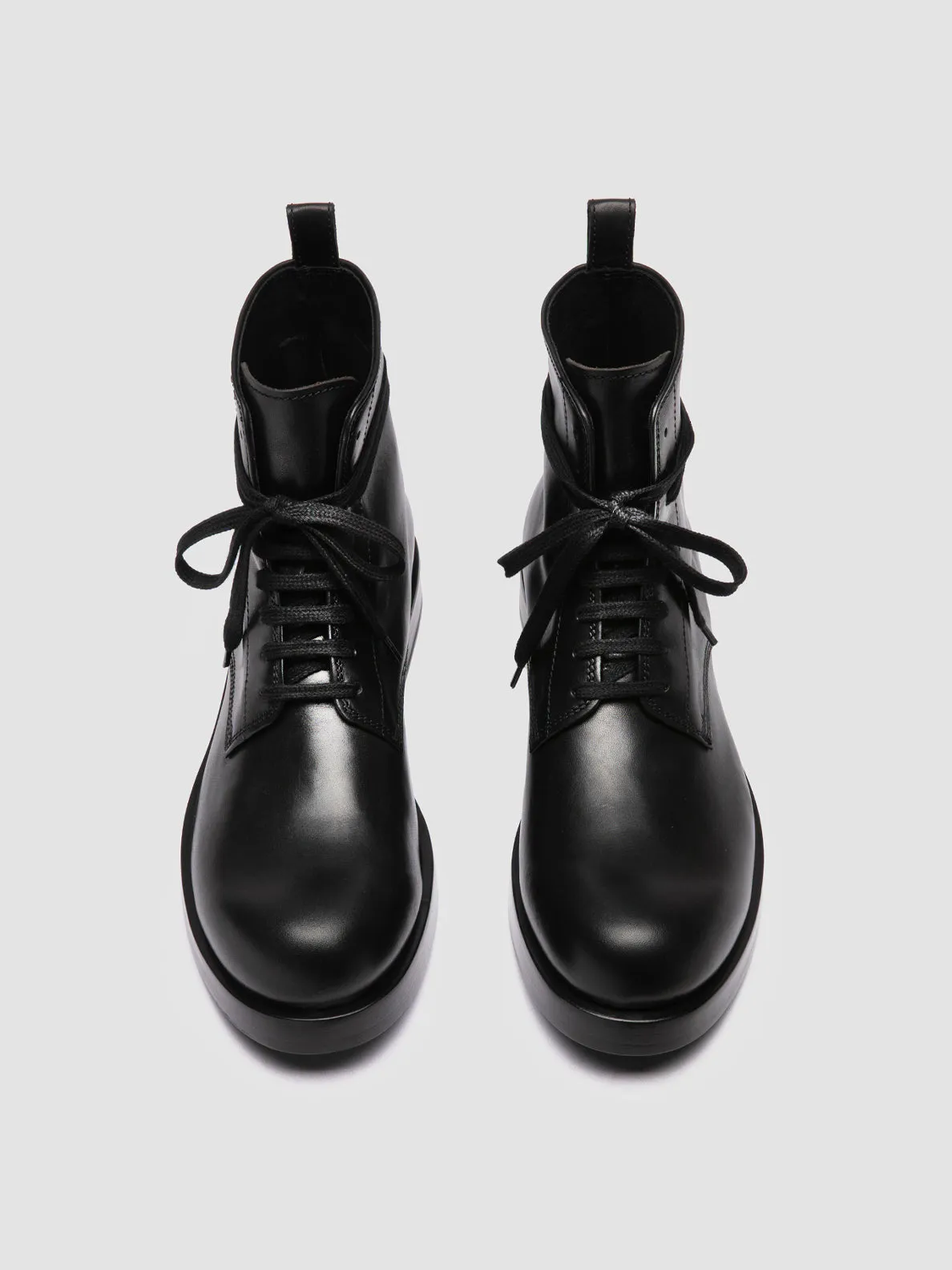 BULLA 002 - Black Leather Lace-up Boots