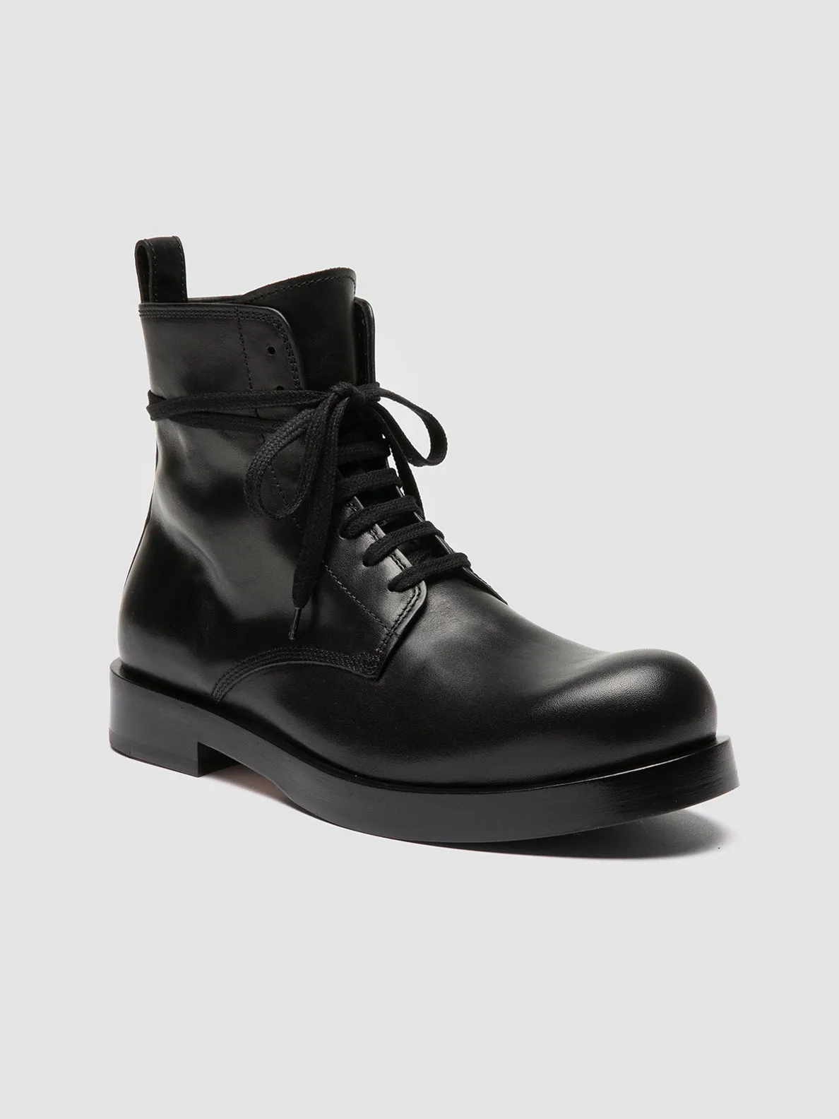 BULLA 002 - Black Leather Lace-up Boots