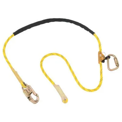 Capital Safety Pole Climber's Adj Rope Pos Lnyrd, 8 ft, Snap Hk; Carabiner, 310lb Cap, Ylw/Blue, 70007440061