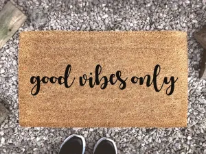 Coolspod- Outdoor Mat- Good Vibes Only Quote, Welcome Door Mat, Positive Vibes Quote, Coir Doormat