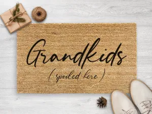 Coolspod- Outdoor Mat- Grandkids Spoiled Here, Personalized Family Doormat, Custom Coir Door Mat, Housewarming Gift