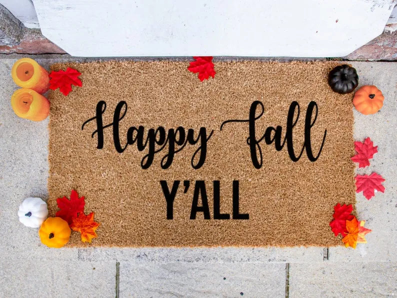 Coolspod- Outdoor Mat- Happy Fall Y'all, Welcome Mat, American Slang, Door Mat, Seasonal Gift