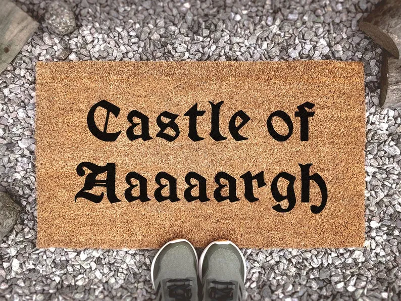 Coolspod- Outdoor Mat- Monty Python Castle of Argh, Aaaaargh, Castle Stalker, Quote Doormat, Fandom Funny