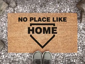 Coolspod- Outdoor Mat- No Place Like Home, Home Plate Baseball, Gift for Sports Lovers, Baseball Family