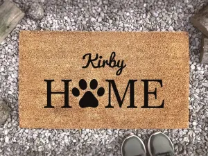 Coolspod- Outdoor Mat- Personalised Family Name Home Doormat, Home With A Pawprint, Animal Lover Gift, Custom Coir Mat