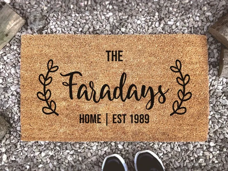 Coolspod- Outdoor Mat- Personalized Doormat, Family Name Mat With Est Date, Custom Coir Door Mat