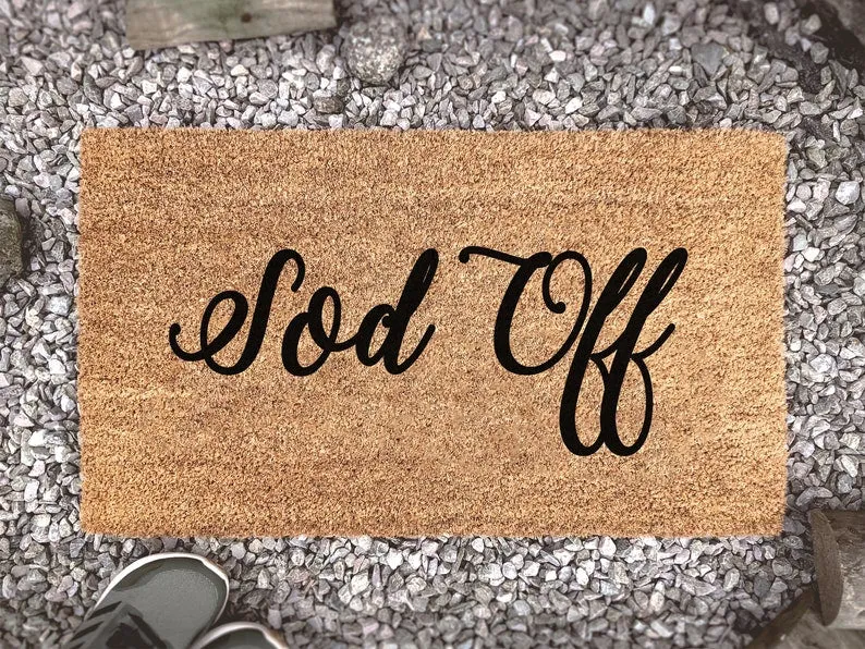 Coolspod- Outdoor Mat- Sod Off, Funny Welcome Mat, Custom Coir Doormat, Home Decor, Housewarming Gift