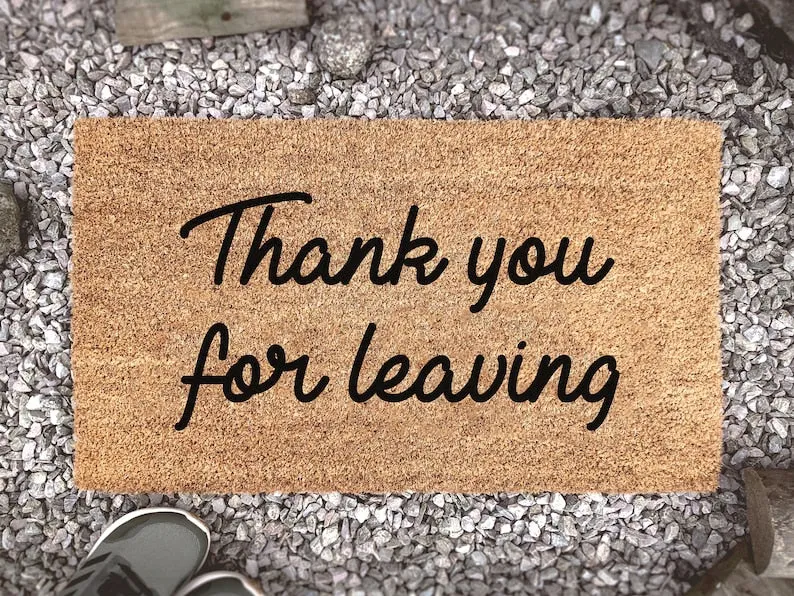 Coolspod- Outdoor Mat- Thank You For Leaving, Funny Welcome Doormat, Custom Cour Door Mat, Housewarming Gift, Decor