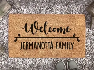 Coolspod- Outdoor Mat- Welcome Coir Doormat with Family Name, Family Doormat