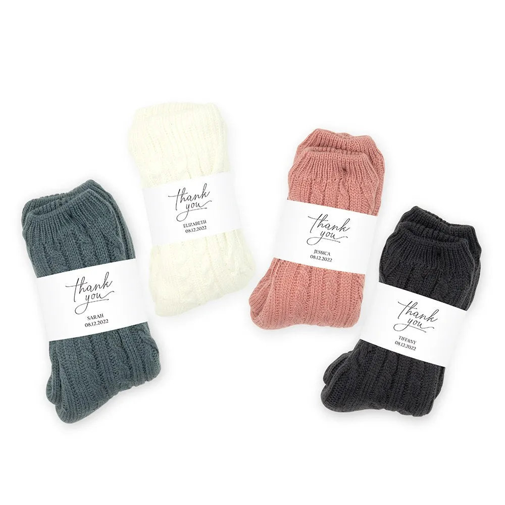 COZY SHERPA LINED CABLE KNIT SLIPPER SOCKS - THANK YOU WRAP