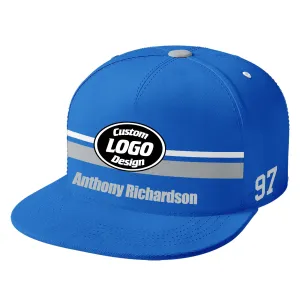 Custom Blue Detroit Hat Sport Design Cap Stitched Adjustable Personalized PR067B-D020262-11