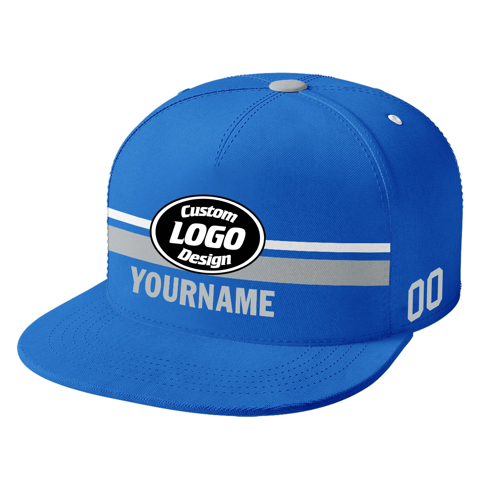 Custom Blue Detroit Hat Sport Design Cap Stitched Adjustable Personalized PR067B-D020262-11