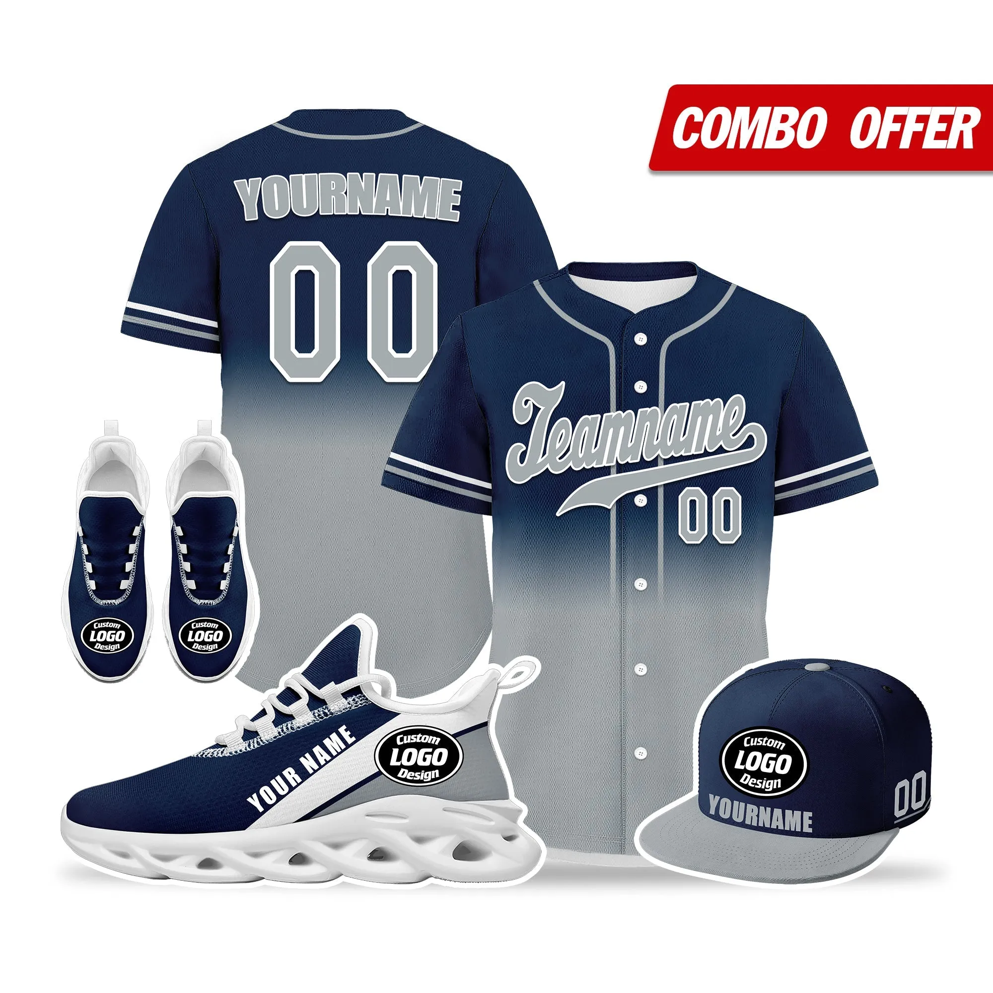 Custom Blue Grey Jersey MaxSoul Shoes and Hat Combo Offer Personalized ZH-bd0b007e-ad