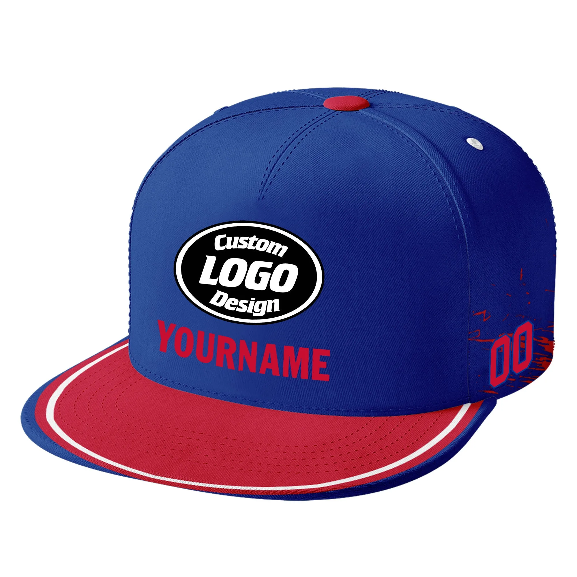 Custom Blue Red Buffalo Hat Sport Design Cap Stitched Adjustable Personalized PR067B-D020261-4