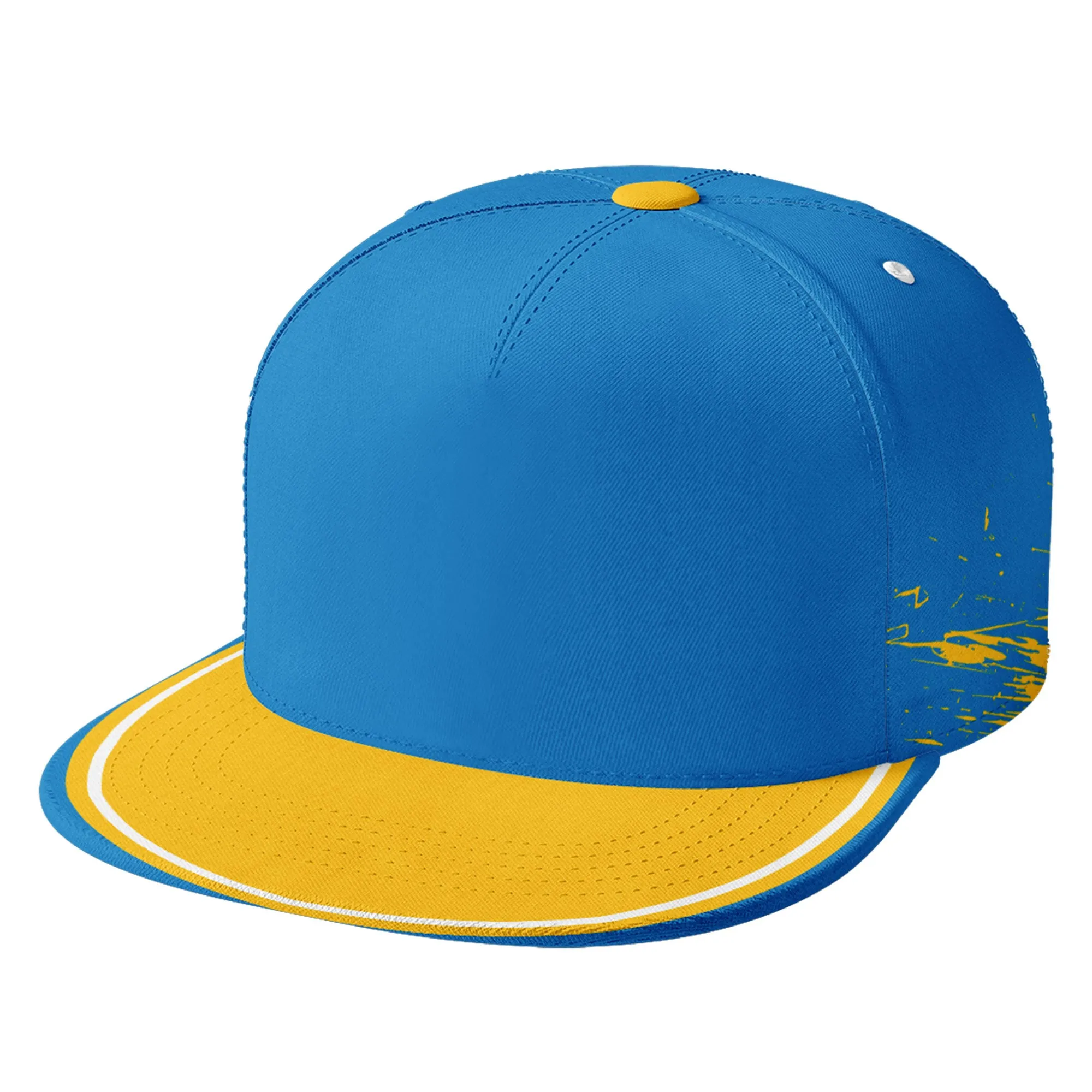 Custom Blue Yellow Los Angeles Hat Sport Design Cap Stitched Adjustable Personalized PR067B-D020261-22