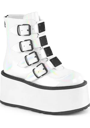 DAMNED-105 [White Holo Patent] | PLATFORM BOOTS [IN STOCK]**