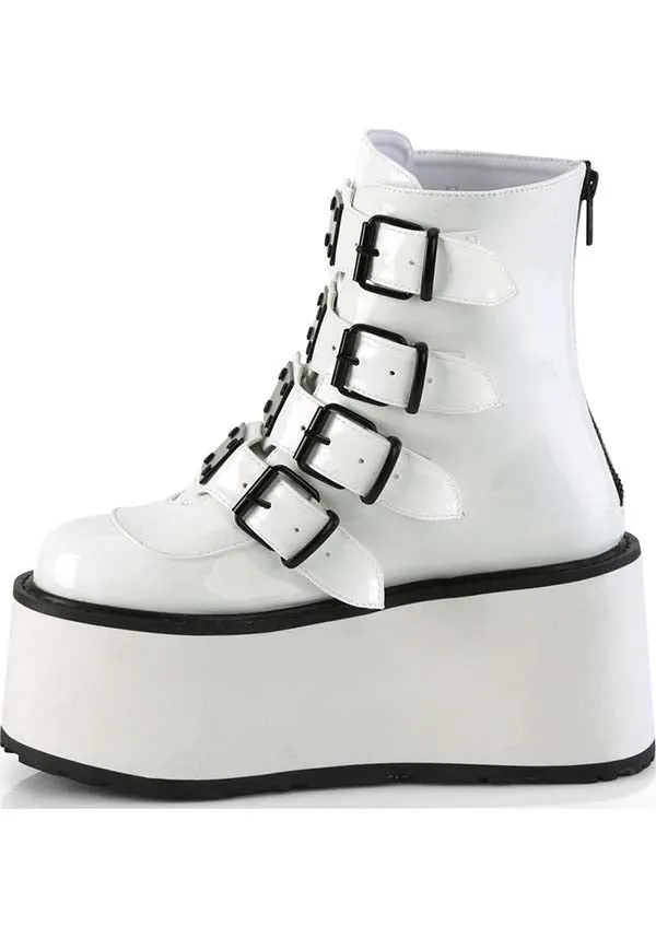 DAMNED-105 [White Holo Patent] | PLATFORM BOOTS [IN STOCK]**