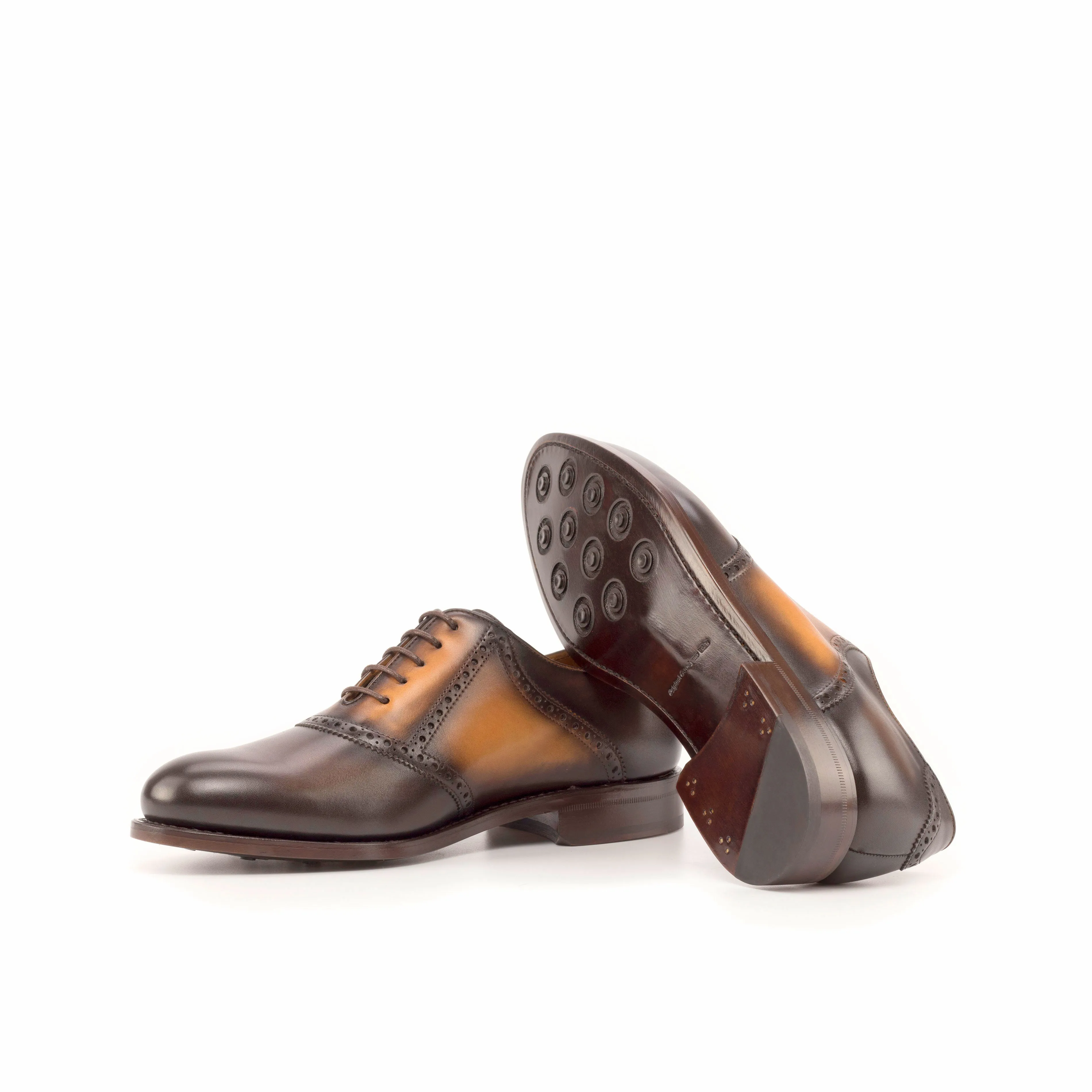 DapperFam Fabrizio in Cognac / Dark Brown Men's Italian Leather Saddle