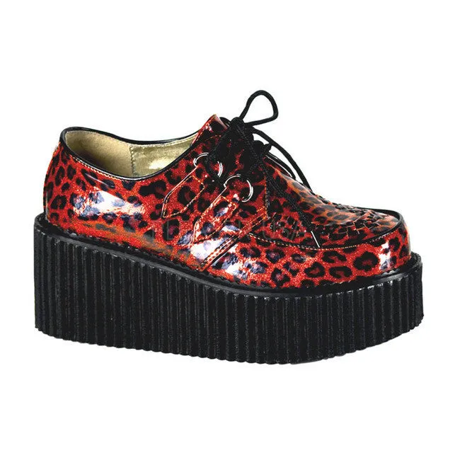 Demonia 3" Platform Creepers - Metallic Red Cheetah