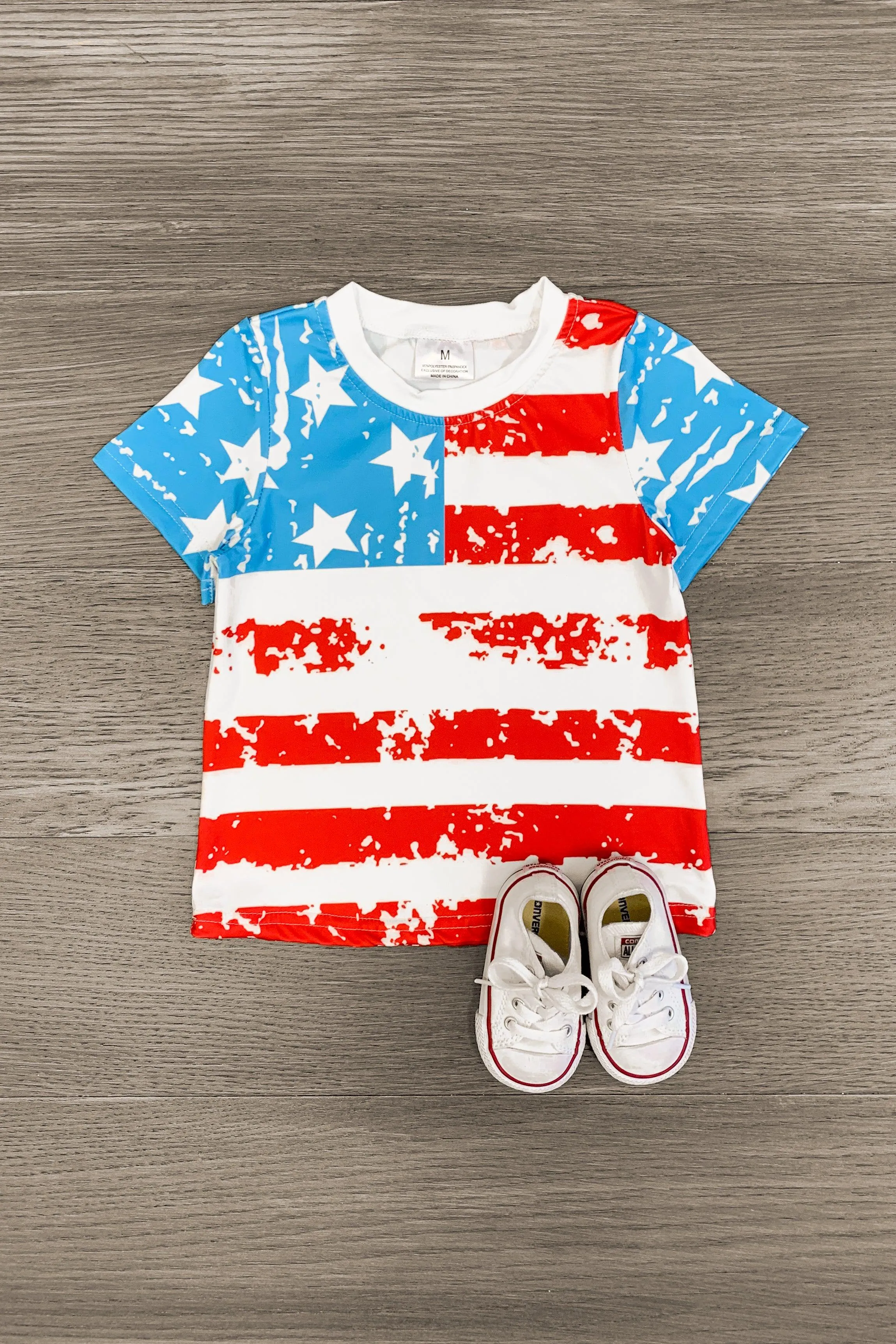 Distressed Flag Short Sleeve Top - Gender Neutral!