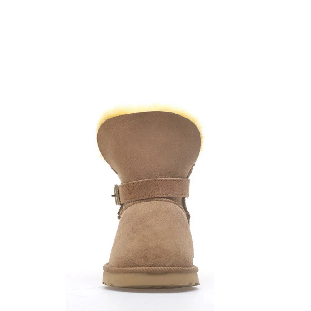 Ever Buckle Short Boots - Chestnut