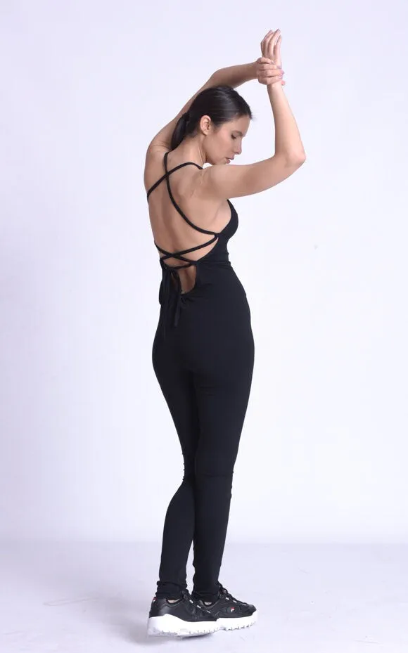 Extravagant Open Back Gym Jumpsuit