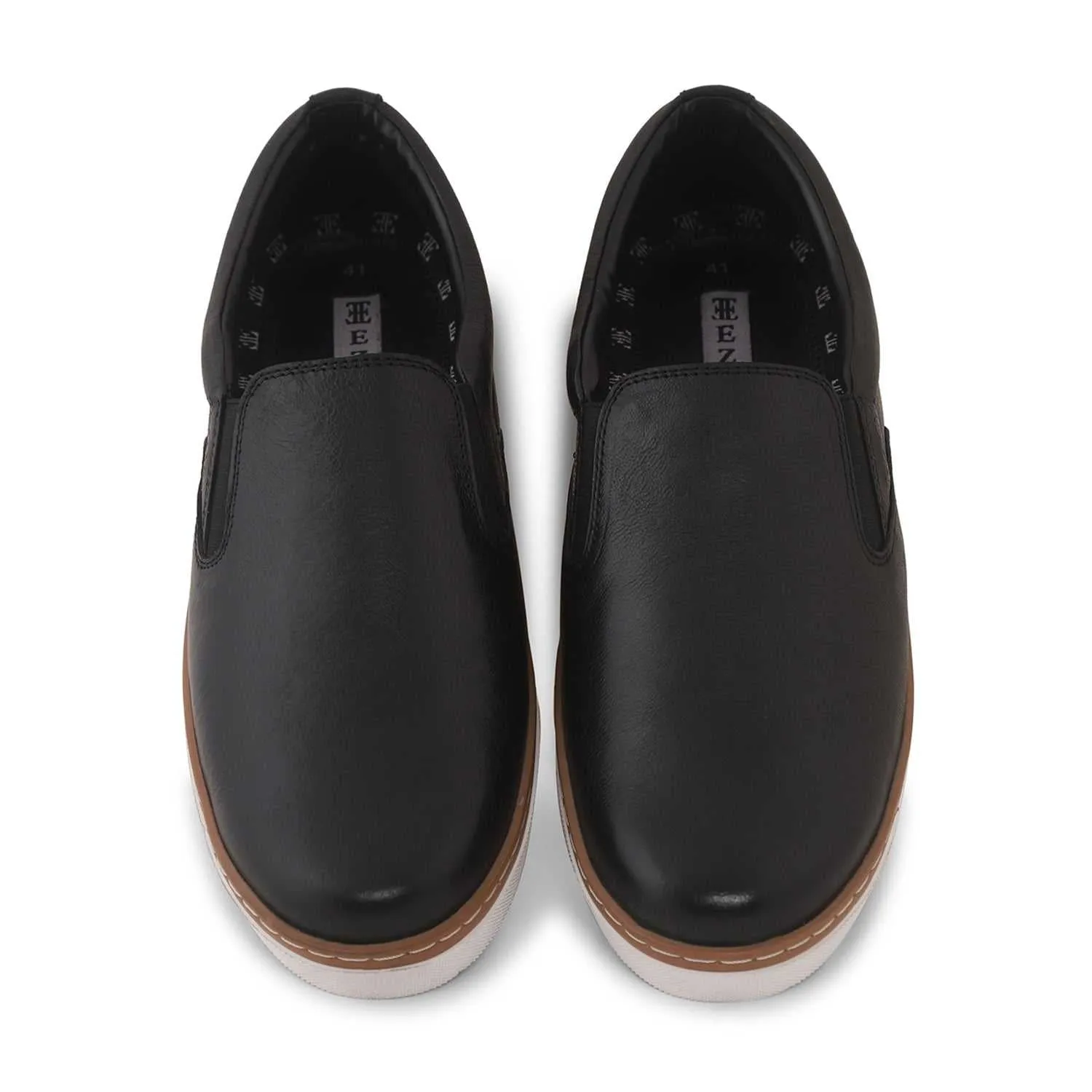 Ezok Mens Black Slip-On Sneakers