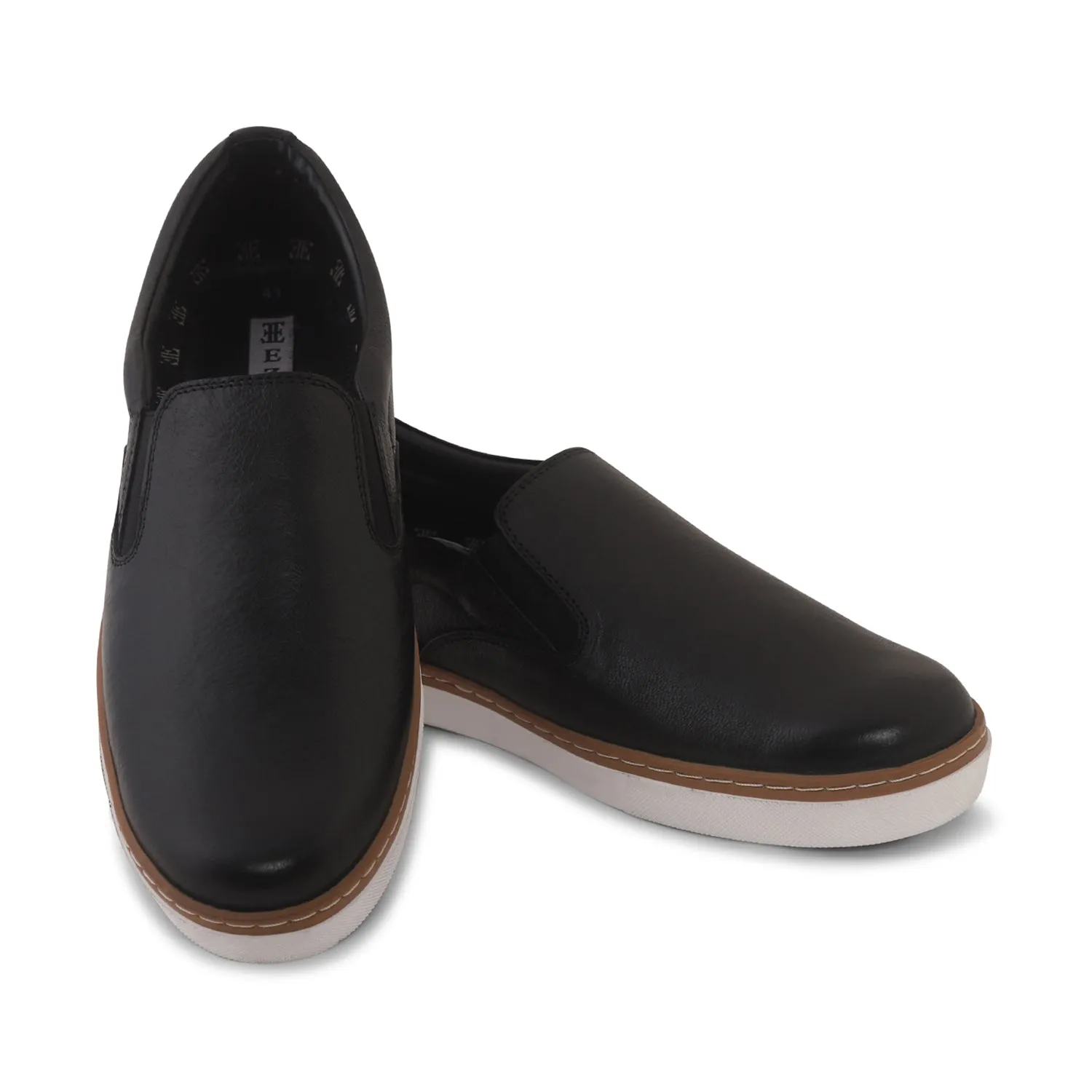 Ezok Mens Black Slip-On Sneakers