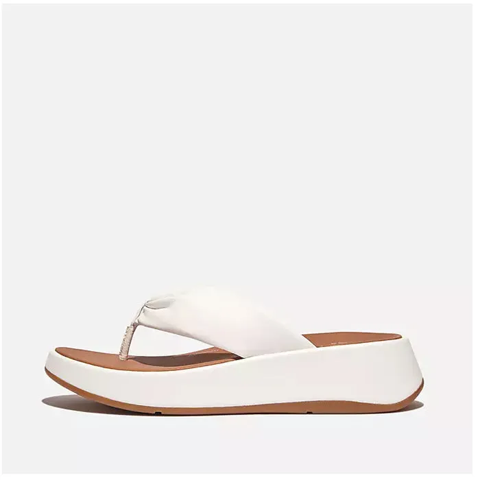 Fitflop Women F-Mode Leather-Twist Flatform Toe-Post Sandals |HG1-194| Urban White