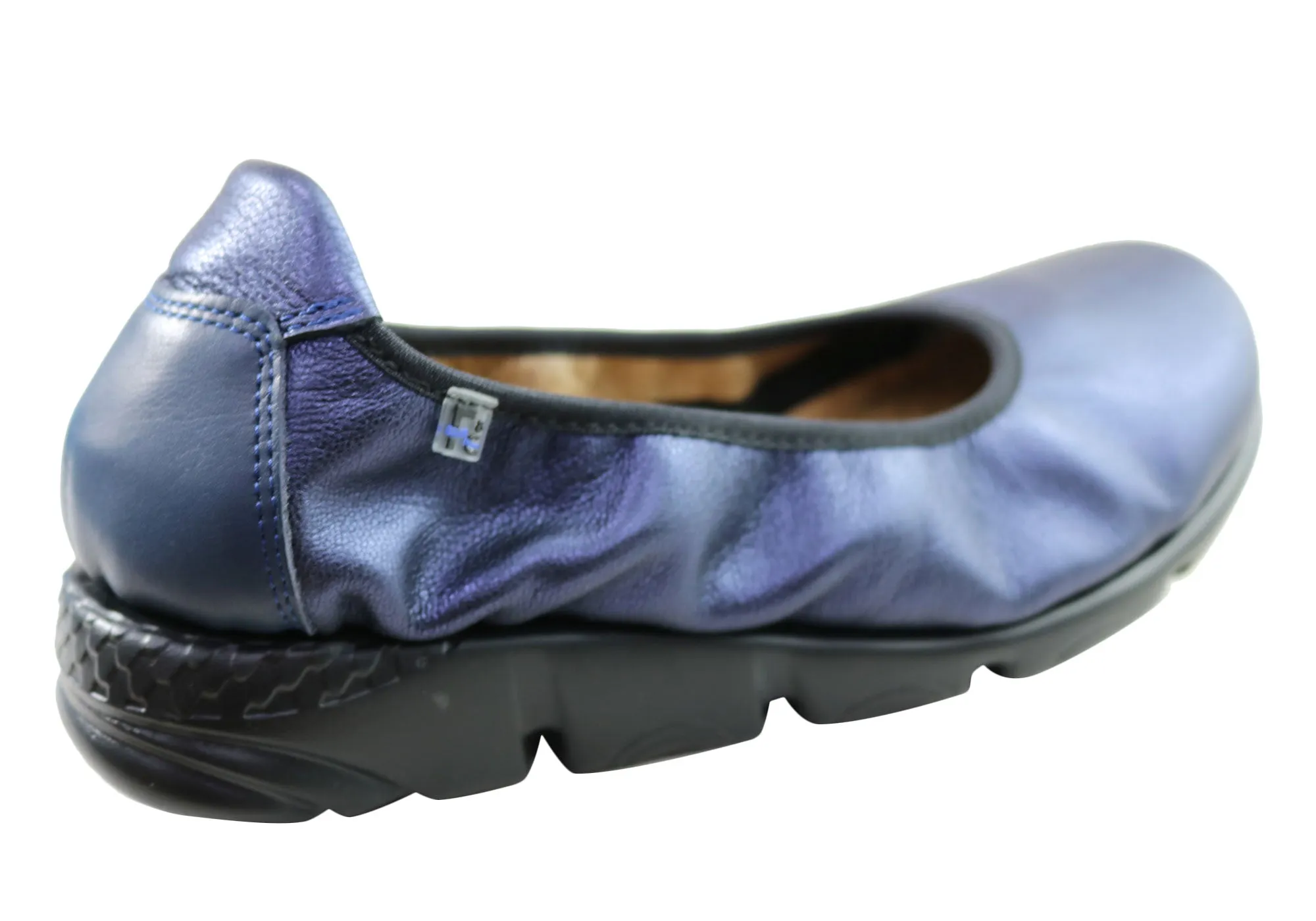 Flex & Go Akiko Womens Leather Ballet Flats Shoes Made In Portugal