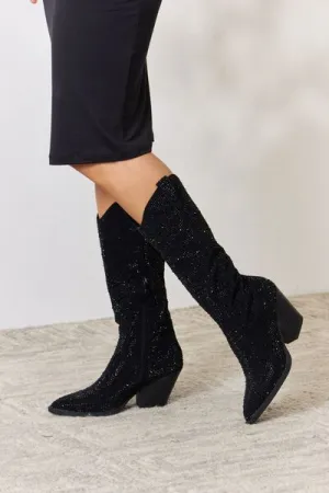 Forever Link Rhinestone Knee High Cowboy Boots