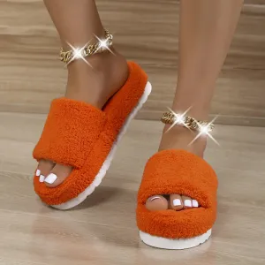 Fuzzy Slippers Women Winter House Shoes