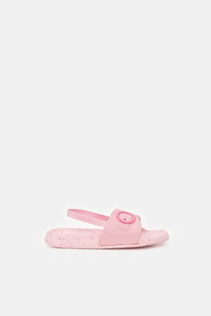 Girls Pink Embossed Buckle Slide