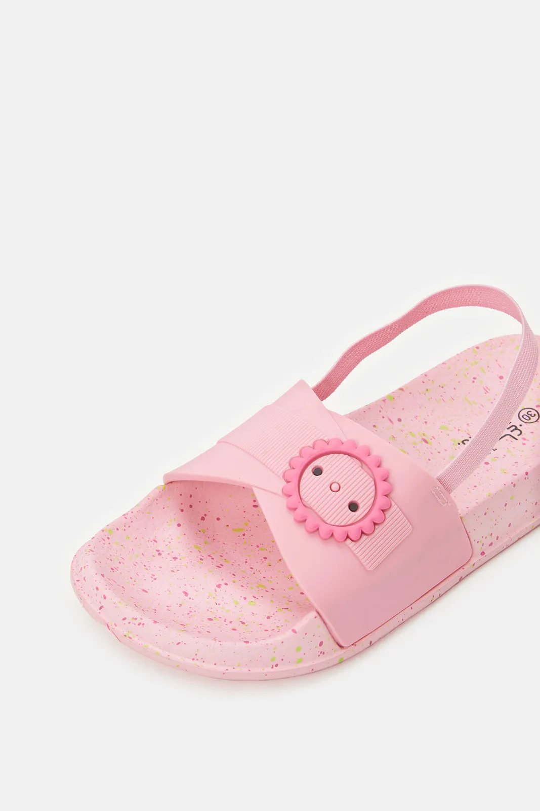 Girls Pink Embossed Buckle Slide