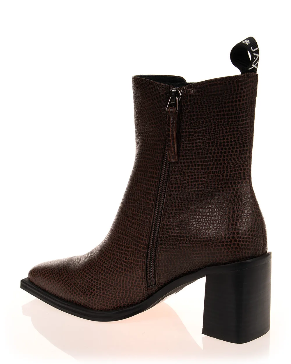 Hael & Jax Harry Choc Lizaro Leather Ankle Boot