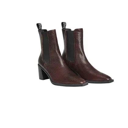 Hael & Jax Harry Choc Lizaro Leather Ankle Boot